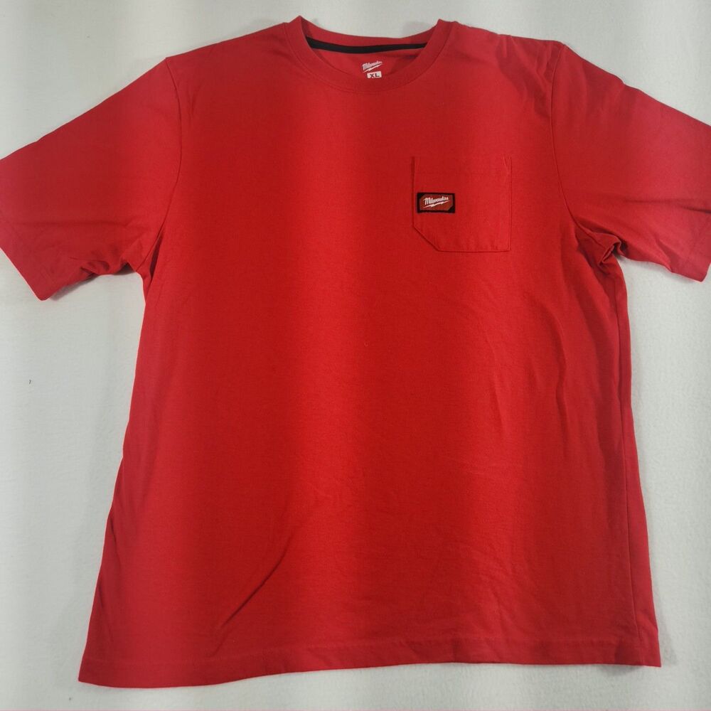 Milwaukee 601R Men's Red Heavy Duty Cotton/Polyester Short-Sleeve T-Shirt L XL